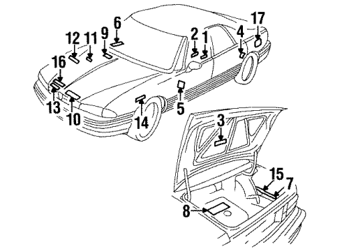 1999 Pontiac Bonneville Information Labels Info Label Diagram for 20472199