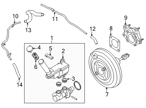 2014 Nissan Juke Hydraulic System Hose Vacuum Tank Diagram for 47474-1KE2A