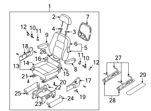 2005 Kia Sedona Rear Seat Components Cushion-Rear 1ST, LH Diagram for 2K52Y57310BGE5