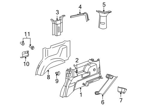 2009 Chrysler Aspen Interior Trim - Quarter Panels Panel-C Pillar Diagram for 5HN03BDXAE