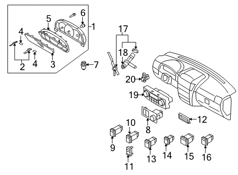 2007 Kia Sorento Instruments & Gauges Ignition Lock Cylinder Diagram for 819003EG00