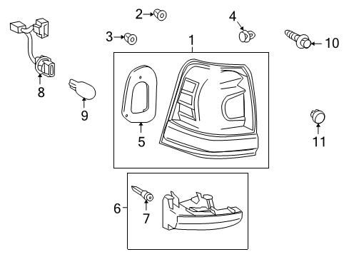 2009 Toyota Land Cruiser Bulbs Tail Lamp Assembly Diagram for 81561-60760