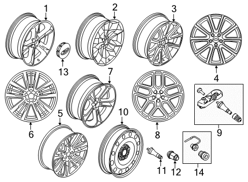 2016 Ford Police Interceptor Utility Wheels Lock Set Diagram for E9TZ-1A043-A