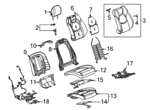 2022 Cadillac CT4 Passenger Seat Components Seat Cushion Pad Diagram for 84996796