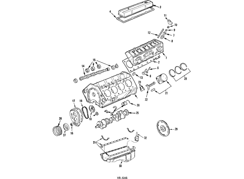 1984 Oldsmobile Cutlass Supreme Engine Mounting Ring Kit, -Piston(5.0 Litre) Diagram for 22529562