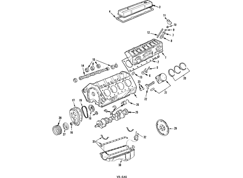 1984 Oldsmobile Cutlass Supreme Engine Mounting Bearing Pkg-Crankshaft #3 (Std)(Service Pkg) Diagram for 12329996