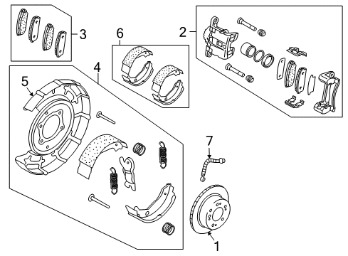 2007 Kia Sorento Parking Brake Rear Wheel Brake Assembly Diagram for 582103E700AS