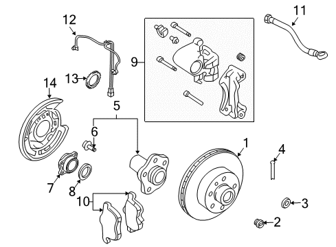 2006 Infiniti G35 Anti-Lock Brakes Sensor Assembly-Anti SKID, Front R Diagram for 47910-AL805