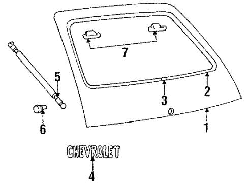 1985 Chevrolet Chevette Lift Gate Support, Rear Compartment Lid Strut Diagram for 20274475