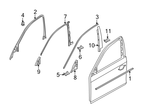 2006 BMW 530i Exterior Trim - Front Door Channel Cover, Exterior, Door, Front Left Diagram for 51217207259