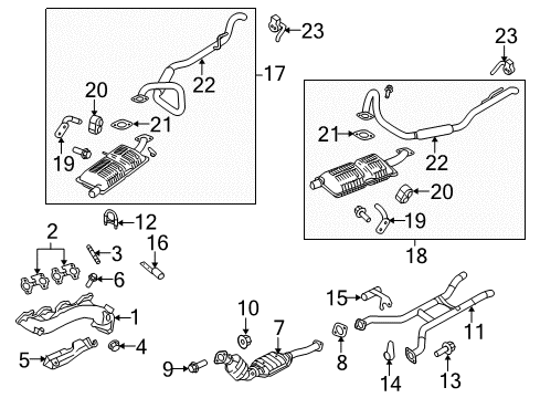 2003 Mercury Grand Marquis Exhaust Components Preconverter Nut Diagram for -W701706-S2