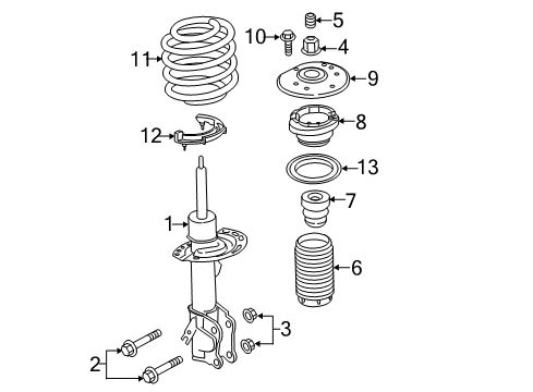 2020 Ford Police Responder Hybrid Struts & Components - Front Strut Diagram for KG9Z-18124-A