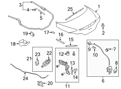 2011 Infiniti G37 Trunk Striker Assy-Trunk Lid Lock Diagram for 84620-EG000