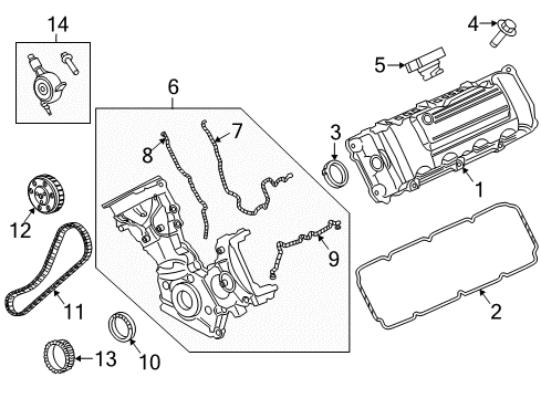 2019 Ford F-250 Super Duty Valve & Timing Covers Valve Cover Stud Diagram for DC2Z-6C519-A