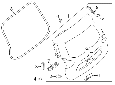 2017 Nissan Rogue Gate & Hardware Hinge Assy-Back Door, RH Diagram for 90400-5HA0A