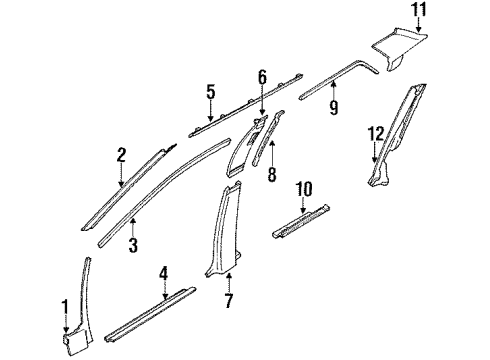 1992 Toyota Corolla Passenger Compartment Trim Cowl Trim Diagram for 62102-12150-02