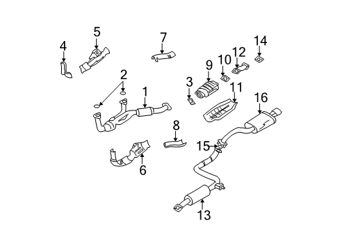 2001 Nissan Maxima Exhaust Components INSULATOR-Heat, Front Tube Upper Diagram for 20519-2Y100
