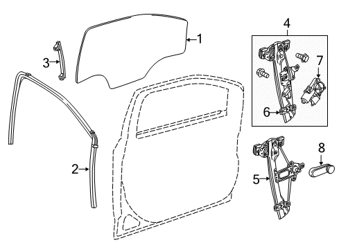 2014 Chevrolet Sonic Front Door Window Regulator Diagram for 42339886