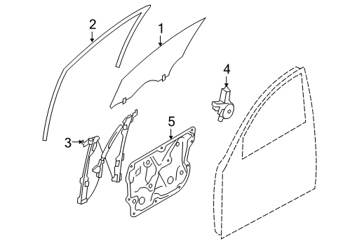 2009 Infiniti FX50 Front Door Front Door Window Regulator Assembly, Left Diagram for 80721-1CA0A