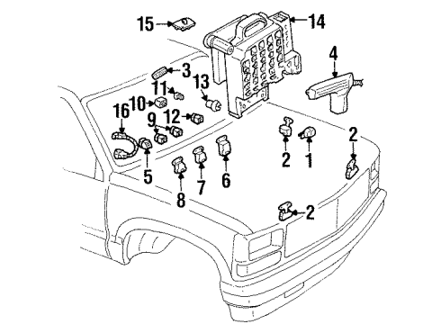 1993 Chevrolet C3500 Fuel Supply Block Asm-Engine Wiring Harness Junction(Wire Junction) Diagram for 15528797
