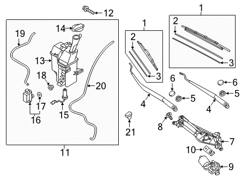 2017 Hyundai Tucson Wiper & Washer Components Windshield Wiper Arm Assembly(Passenger) Diagram for 98321-D3000