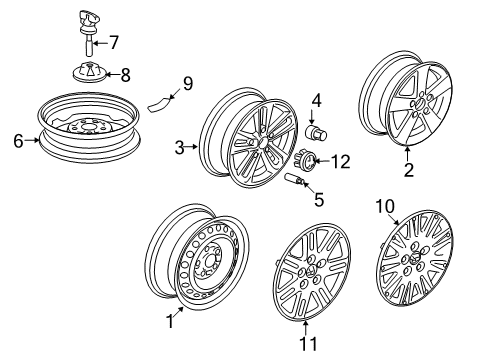 2008 Honda Civic Wheels, Covers & Trim Wheel Disk (17X7J) Diagram for 42700-SNX-A82