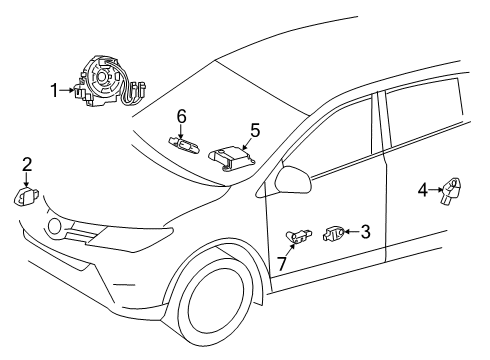 2020 Toyota RAV4 Air Bag Components Front Sensor Diagram for 89173-09894