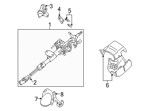 2002 Toyota Corolla Steering Column & Wheel, Steering Gear & Linkage Column Cover Diagram for 45286-02910-C0