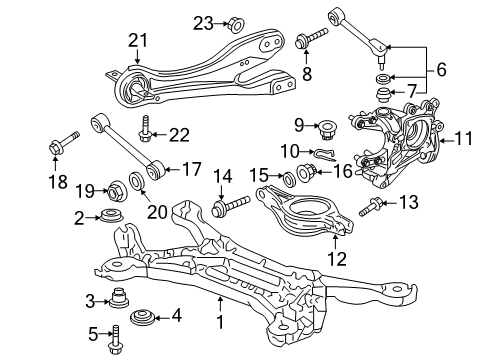 2016 Honda Odyssey Rear Suspension Components, Lower Control Arm, Upper Control Arm Arm, Left Rear Trailing Diagram for 52372-TK8-A00