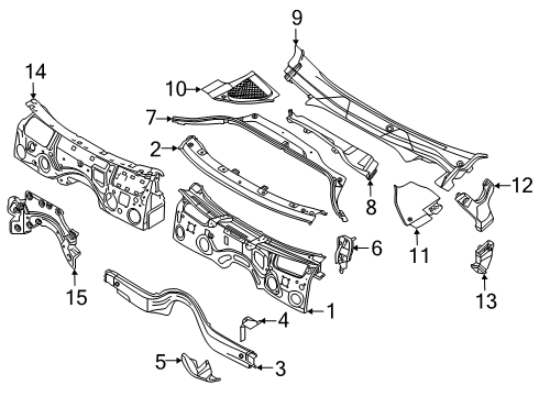2021 BMW X3 Cowl Sound Insulating Dash Panel Engine Room Diagram for 51486993013