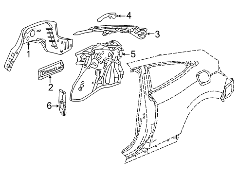 2019 Honda Civic Inner Structure - Quarter Panel Extension L, W Arch Rnf Diagram for 64721-TBG-A00ZZ
