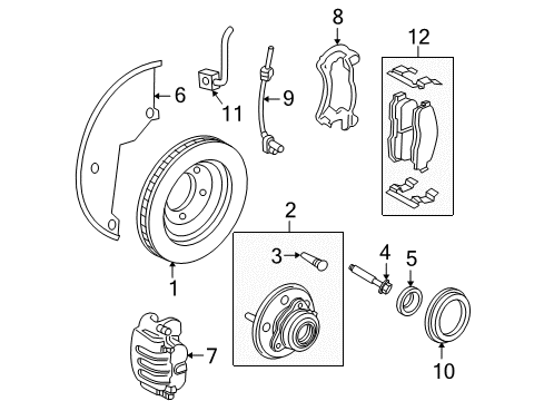 2003 Ford Explorer Brake Components Caliper Support Diagram for 3L2Z-2027-AA