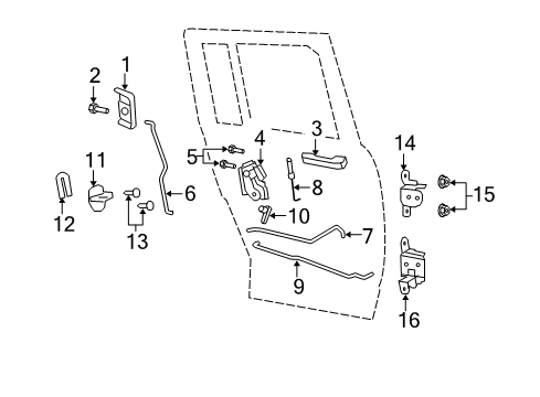 2010 Jeep Patriot Rear Door - Lock & Hardware Handle-Inside Remote Control Diagram for 1JU98SZ0AA