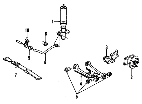 1991 Cadillac Seville Rear Suspension Components, Lower Control Arm, Stabilizer Bar Strut Asm-Rear Diagram for 22064354