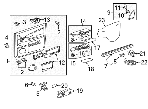 2007 Lexus RX400h Front Door Front Door Inside Handle Sub-Assembly, Right Diagram for 69205-48040-A0