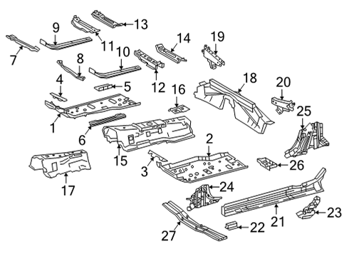 2021 Lexus LC500 Floor & Rails Reinforce Sub-Assembly Diagram for 57054-11010