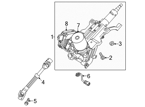 2014 Kia Cadenza Steering Column & Wheel, Steering Gear & Linkage Motor Assembly Diagram for 563304M000