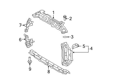 2009 Toyota Yaris Radiator Support Air Seal Diagram for 53285-52310