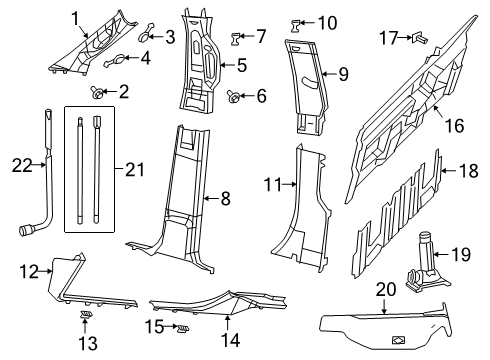 2020 Ram 2500 Interior Trim - Cab C Pillar Diagram for 1ED22HL1AB