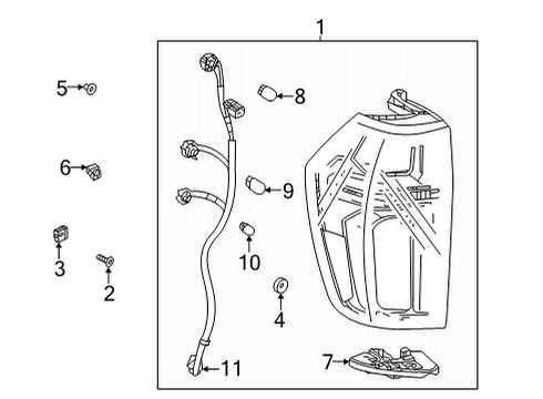 2022 Chevrolet Suburban Bulbs Lamp Bracket Diagram for 84394695