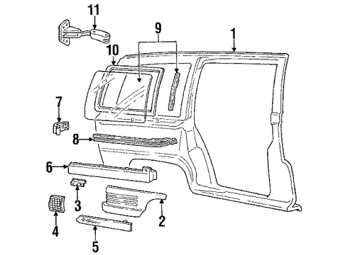 1993 Pontiac Trans Sport Body Side Panel Window Asm-Body Side Rear Diagram for 10209994