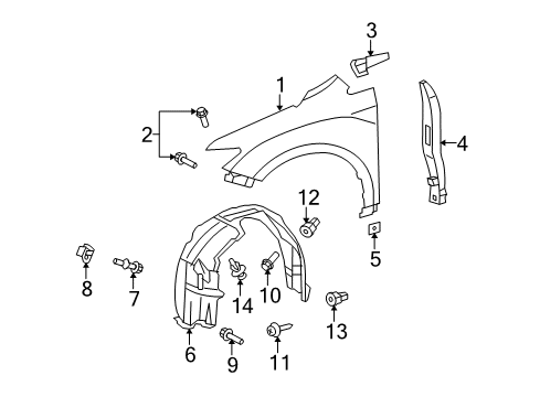 2011 Toyota Venza Fender & Components Rear Seal Diagram for 53882-0T010