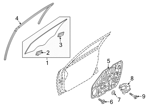 2018 Kia Optima Front Door Glass Assembly-Front Doo Diagram for 82410D5010