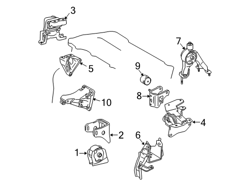 2013 Toyota Corolla Engine & Trans Mounting Rear Mount Bracket Diagram for 12321-0T060