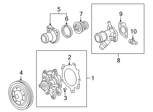 2020 Cadillac CT6 Water Pump Water Pump Assembly Pin Diagram for 12625107