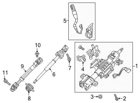 2017 Ford Expedition Steering Column & Wheel, Steering Gear & Linkage Column Assembly Diagram for FL1Z-3C529-G