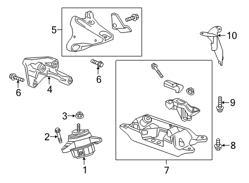 2017 Cadillac CT6 Engine & Trans Mounting Mount Bracket Diagram for 84144608