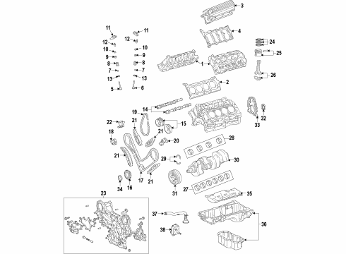2013 Lexus IS F Engine Parts, Mounts, Cylinder Head & Valves, Camshaft & Timing, Oil Cooler, Oil Pan, Oil Pump, Crankshaft & Bearings, Pistons, Rings & Bearings Rod Sub-Assy, Connecting Diagram for 13201-38042