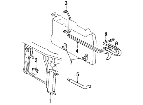 1994 Cadillac DeVille Trans Oil Cooler Cooler Line Retainer Clip Diagram for 3535114