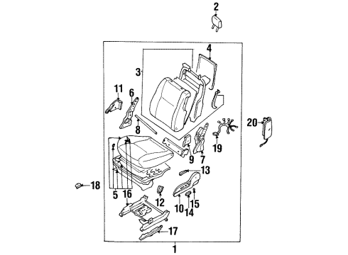 1998 Infiniti Q45 Front Seat Components Knob-Switch, Front Seat RECLINING R Diagram for 87013-6P619